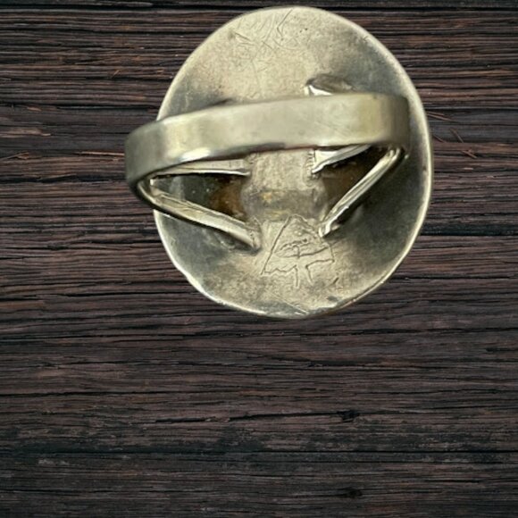 Vintage Navajo Turquoise Sterling Silver Ring Native American Signed SZ 6.5 - Picture 9 of 10